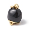 Eco-Friendly Rack Plating Brass Micro Pave Cubic Zirconia Pendants, with Enamel, Long-Lasting Plated, Real 18K Gold Plated, Cadmium Free & Lead Free, Bell, Black, 18x11.5x9mm, Hole: 3x4.5mm