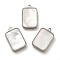 304 Stainless Steel Pendants, with Pave Shell, Rectangle Charm, Stainless Steel Color, 18.5x12x2.5mm, Hole: 1.2mm