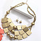 Bohemian Style Wood Square & Round Beaded Multilayer Necklaces & Dangle Earrings Sets, Golden, Pale Goldenrod, 620mm