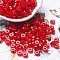 Transparent Colours Glass Seed Beads, Column, Red, 6x3mm, Hole: 1.4mm, about 2027pcs/pound