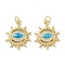 Brass Micro Pave Clear Cubic Zirconia Pendants, Cadmium Free & Lead Free, with Synthetic Opal and Jump Ring, Real 18K Gold Plated, Evil Eye, Sun, 21x17x3.5mm, Hole: 3.6mm