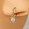 Brass Micro Pave Clear Cubic Zirconia Dangle Hoop Nose Rings, Golden, Rectangle, Inner Diameter: 8mm