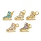Brass Micro Pave Cubic Zirconia Charms, Ice Skates, with Jump Ring, Rack Plating, Cadmium Free & Lead Free, Long-Lasting Plated, Golden, Mixed Color, 11.5x13x4mm, Hole: 3mm