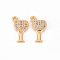 Brass Micro Pave Clear Cubic Zirconia Charms, Nickel Free, Goblete, Real 18K Gold Plated, 14.5x9x2mm, Hole: 1.5mm