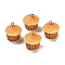 3D Opaque Resin Pendants, Muffin Cake, with Platinum Tone Iron Loops, Sandy Brown, 19.5x19mm, Hole: 2mm