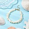 Natural White Mother of Pearl Shell Chip Bead Bracelets for Couple Friendship, Golden, 8-3/8 inch(21.2cm)