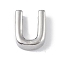 Brass Pendants, Cadmium Free & Nickel Free & Lead Free, Letter Charms, Platinum, Letter U, 8.5x6.5x3mm, Hole: 1.5mm