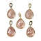 Natural Sunstone Faceted Teardrop Pendants, Rack Plating Brass Micro Pave Clear Cubic Zirconia Charms, Golden, 27x20x6.5mm, Hole: 6.5x4.5mm