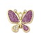 Alloy Enamel Pendants, with Glitter Powder and Rhinestone, Cadmium Free & Nickel Free & Lead Free, Golden, Butterfly Charm, Purple, 19x21.5x2mm, Hole: 1.8mm