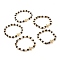 Cross Cubic Zirconia Beads Stretch Bracelet, Natural Lava Rock Beads Oil Diffuser Bracelet, Brass Beads Bracelet for Women, Mixed Shape, Golden, Inner Diameter: 2-1/8 inch(5.5cm)
