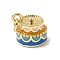 Brass Enamel Pendants, with Jump Ring, Cake Charms, Lead Free & Cadmium Free, Long-Lasting Plated, Real 18K Gold Plated, Rack Plating, Colorful, 12x12.5x11mm, Hole: 3.2mm