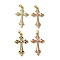 Brass Micro Pave Cubic Zirconia Pendants, with Enamel, Cross, Real 18K Gold Plated, 35.5x21x3mm, Hole: 5x3mm