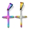 Ion Plating(IP) 304 Stainless Steel Pendants, for Jewelry Making, , Rainbow Color, 22x14x1.2mm, Hole: 3.5x7mm