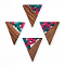 Resin and Walnut Pendants, Triangle, Mixed Color, 36.5x30.5x2.5mm, Hole: 2mm