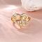Heart with Flower Hollow Out Brass Finger Rings, Golden, Letter J, Inner Diameter: 17mm
