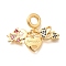 Brass Cubic Zirconia Boy & Heart & Girl European Dangle Charms, Large Hole Pendants, Cadmium Free & Nickel Free & Lead Free, Real 18K Gold Plated, 30mm, Hole: 5mm