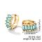 Cute Square Candy Brass Cubic Zirconia Hoop Earrings, Fashionable Versatile Accessories, Golden, Blue, 7x14mm