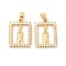 Brass Micro Pave Cubic Zirconia Pendants, Long-Lasting Plated, Rectangle, Golden, 20.5x15x2.5mm, Hole: 5x3mm