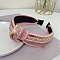 Sequin Ethnic Style Rhinestone Pearl Hair Band, Wide Knotted Cloth Hair Accessories for Women Girl, Pink, 160x130mm
