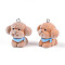 Flocky Resin Pendants, Dog, with Platinum Iron Loop, Peru, 29x29.5x24mm, Hole: 2mm