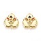 Brass Micro Pave Cubic Zirconia Pendants, Cadmium Free & Nickel Free & Lead Free, Leaf, Real 18K Gold Plated, 16x14x5mm, Hole: 1.2mm