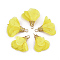 Iron Pendants, with Chiffon, Flower, Golden, Yellow, 23~28x20~30mm, Hole: 1~3mm