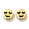 304 Stainless Steel Beads, Flat Round with Like Expression, Real 14K Gold Plated, 8x2.8mm, Hole: 1.6mm
