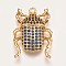 Brass Micro Pave Cubic Zirconia Pendants, Beetle, Blue, Golden, 22.5x16.5x4mm, Hole: 1.5mm