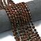 Natural Mahogany Obsidian Beads Strands, with Seed Beads, Faceted Rhombus Cut, Flat Round, 6~6.5x4mm, Hole: 0.6mm, about 51pcs/strand, 15.43''(39.2cm)