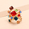 Alloy Rhinestone Multi-layer Rings, European and American Exaggerated Large Spring Ring Jewelry, Colorful