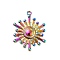 Ion Plating(IP) 304 Stainless Steel Pendants, Sun Charms, Rainbow Color, 22.5x17.5x2mm, Hole: 1.6mm