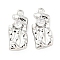 Brass Pendants, with Clear Glass, Irregular Rectangle Charms, Real Platinum Plated, 16x7x4mm, Hole: 1.4mm
