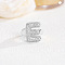 Brass Micro Pave Clear Cubic Zirconia Cuff Rings, Platinum, Letter E, Inner Diameter: Adjustable