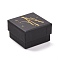 Square Hot Stamping Cardboard Jewelry Packaging Boxes, with Sponge Inside, for Rings, Small Watches, Necklaces, Earrings, Bracelet, Black, 5.1x5.1x3.3cm
