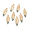 Alloy Enamel Pendants, Light Gold, Indian Feather, Light Gold, 34.5x9.5x2.3mm, Hole: 2.1mm
