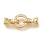 Brass Micro Pave Clear Cubic Zirconia Fold Over Clasps, Cadmium Free & Nickel Free & Lead Free, Ring, Real 18K Gold Plated, 29mm