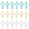 24Pcs 3 Colors 304 Stainless Steel Pendants, Cross, Mixed Color, 29.5x17x1.5mm, Hole: 1.8mm, 8pcs/color