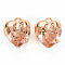 Brass Micro Pave Cubic Zirconia Charms, Real 18K Gold Plated, Nickel Free, Heart, PeachPuff, 13x11x7.5mm, Hole: 1.6mm