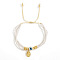 Bohemian Style Glass Seed Braided Bead Bracelets, Evil Eye & Oval with Virgin Marry Jewelry for Women, White