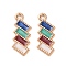 Alloy Enamel Pendants, Golden, Rectangle Charm, Colorful, 22x9.5x1.3mm, Hole: 1.6mm