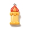 Opaque Resin Pendants, Halloween Charms with Platinum Tone Alloy Loops, Gold, Candle, 33x14.5x8mm, Hole: 1.5mm