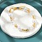 Brass Beads Bracelets for Women, with Enamel and ABS Plastic Pearl, Lead Free & Cadmium Free, Long-Lasting Plated, Real 18K Gold Plated, 7-1/8 inch(18cm)