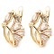 Brass with Cubic Zirconia Hoop Earrings, Flower of Life, Light Gold, 22x13.5x14.5mm
