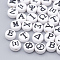Acrylic Beads, Flat Round with Greek Alphabet, Mixed, 7x4mm, Hole: 1.5mm, about 3700pcs/500g