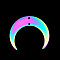 Ion Plating(IP) 201 Stainless Steel 2-Loop Link Pendants, Laser Cut, Crescent, Rainbow Color, 26x30x1mm, Hole: 1.2mm