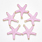Spray Painted Alloy Pendants, Starfish/Sea Stars, Light Gold, Pink, 29x27x3mm, Hole: 2mm
