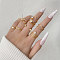 8Pcs Brass Rhinestone Finger Cuff Rings Set, Golden, 3~17mm, Inner Diameter: 15.5~18.5mm