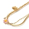 Ion Plating(IP) 304 Stainless Steel Enamel Double Layer Flower & Bees Pendant Necklaces for Women, Real 14K Gold Plated, Pink, 16.34 inch(41.5cm)