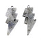 Natural Labradorite Pendants, Lightning Bolt Charm, with Stainless Steel Color Tone 304 Stainless Steel Loops, 40~44.5x17~20x4.5~6mm, Hole: 2mm