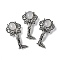 Angel Brass Natural Agate Pendants, with Jump Ring, Antique Silver, 38x19.5x7.5~9.5mm, Hole: 2x6.5mm